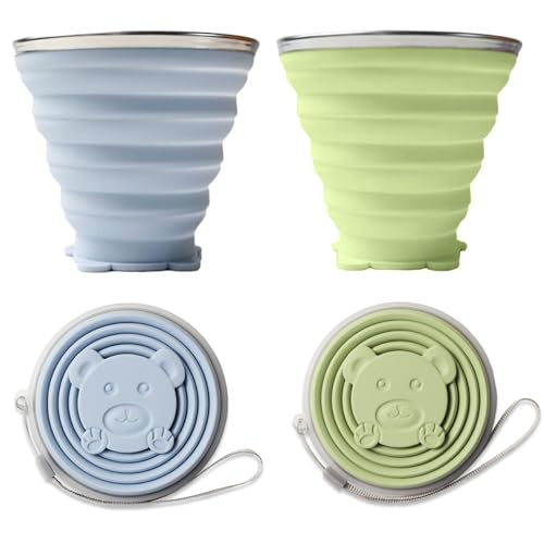 Faltbarer Becher, 2 Stück Faltbecher Silikon, Faltbarer Reisebecher Faltbare Silikon Becher mit Deckel Wiederverwendbares für Picknick Camping Outdoor Wandern Reisen 270 ml Himmelblau Matcha Grün Faltbarer Becher, 2 Stück Faltbecher Silikon, Faltbarer Reisebecher Faltbare Silikon Becher mit Deckel Wiederverwendbares für Picknick Camping Outdoor Wandern Reisen 270 ml Himmelblau Matcha Grün von SXCCNW