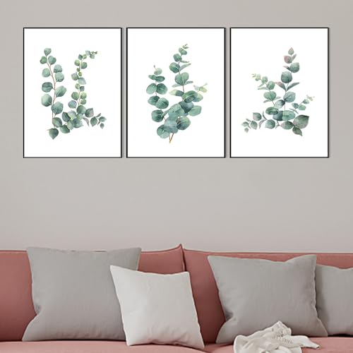 Botanische Wandkunst 3er Set Ungerahmte Drucke, Eukalyptus Botanische Wandkunst Set, Boho Pflanze Wanddekor Wohnzimmer Schlafzimmer Poster Wohnkultur für Hotel Restaurant Hängende Malerei 30x40cm Gree von SXCCNW