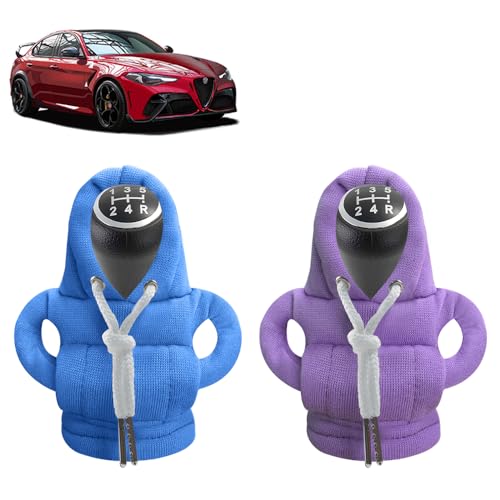 SXCCNW Auto Schaltknauf Abdeckung, 2 Stück Schaltknauf Abdeckung, Schaltknauf überzug Schaltknauf Hoodie Abdeckung Car Shifter Hoodie für Auto Schalthebel Dekoration Zubehör 15 x 13 cm Blau Lila von SXCCNW