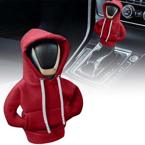 SXCCNW Auto Schaltknauf Abdeckung, Schaltknauf Abdeckung, Schaltknauf überzug Schaltknauf Hoodie Abdeckung Car Shifter Hoodie für Auto Schalthebel Dekoration 19 x 14 cm Rot von SXCCNW