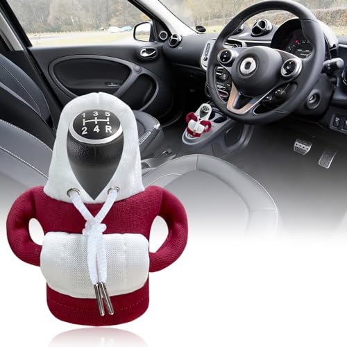 SXCCNW Auto Schaltknauf Abdeckung, Schaltknauf Abdeckung Schaltknauf überzug Schaltknauf Hoodie Abdeckung Car Shifter Hoodie für Auto Schalthebel Dekoration 15 x 13 cm Rot Weiß von SXCCNW