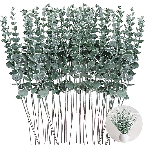 SXCCNW Eukalyptus Künstlich, 50 Stück Künstliche Eukalyptus Zweige, Eukalyptus Künstliche Pflanzen Eukalyptus Deko für Garten Hochzeit Party Home Dekoration Zubehör 38 cm Grün von SXCCNW