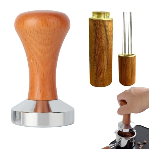 SXCCNW Kaffee Tamper, Espresso Tamper, Kaffeestampfer aus Edelstahl Kaffeestempel Edelstahl mit Wdt Tool Edelstahl Espresso Nade für Cafes und Kaffeeliebhaber Barista-Werkzeug 88 x 51mm von SXCCNW