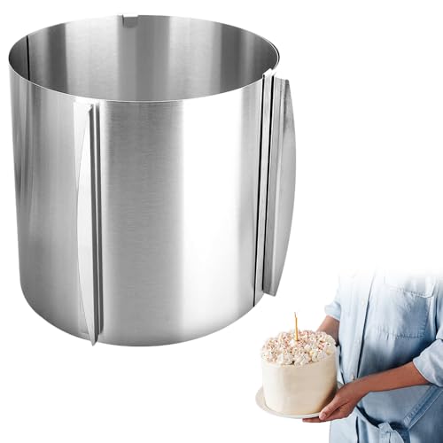 Tortenring Verstellbar Hoch 15 cm, Edelstahl Backring Verstellbar 16-30 cm Formstabile Tortenform Mit Skala, Kuchenring Rund Verstellbar für Zubereitung von Kuchen und Torten Silber von SXCCNW