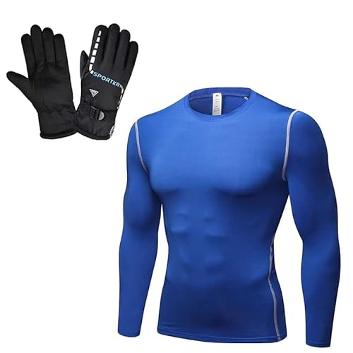 Gymnastikbekleidung Größe M Herren Blau Trainingsboden atmungsaktiv-winterlich warm und kältebeständig wasserfeste Gewebe schwarze Handschuhe von SXCDD