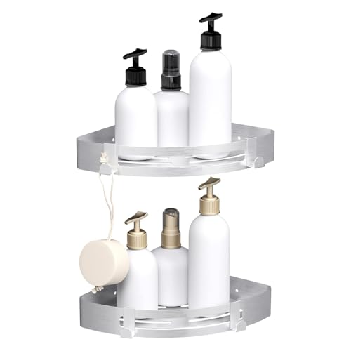 Silbernes Dreieck, selbstklebend, Badezimmer, Küche, Silber, Duschkorb, Organizer für Duschkorb, Aufbewahrung, Shampoo (2er-Set) von SXCDD