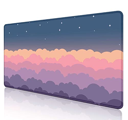 Sxckang Niedliche Wolken lila Schreibtischunterlage, Kawaii großes Gaming-Mauspad, Geschenk für Gamer-Mädchen, schönes komplettes Schreibtisch-Mauspad, erweitertes Mauspad, XXL-Mauspad, 80 x 40 cm von SXCKANG