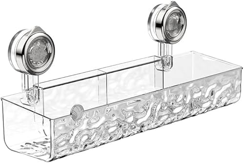 SXCSNFC No Drill Clear Wall Caddy, Light Luxury Style Glacier Pattern Suction Cup Shelf, Drill-Free, Removable (Transparent White-B) von SXCSNFC