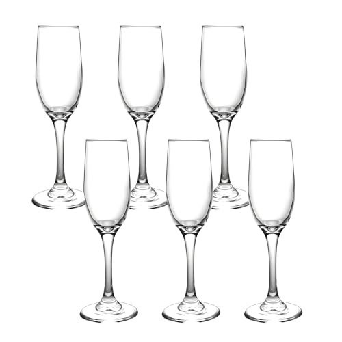 SXDHOCDZ 2er-Set 200 ml kristallklare Champagnerflöten | Bleifreie Weingläser aus Glas für Zuhause, Partys und Hochzeitsanstöße(Clear,6 Set) von SXDHOCDZ