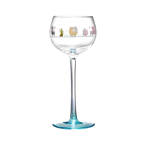 SXDHOCDZ 350 ml Rotweinglas mit süßem Muster | Wiederverwendbar für tägliche Partys und Geburtstage(Blue,B) von SXDHOCDZ