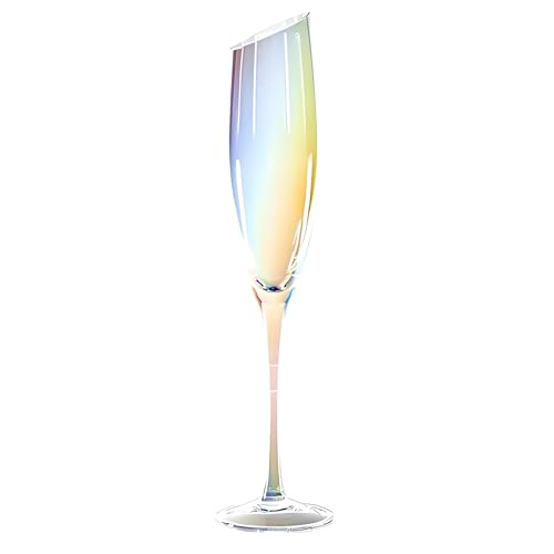 SXDHOCDZ 580 ml transparente Champagnerflöten mit geneigtem Rand | Wiederverwendbare Weingläser für Zuhause, Partys, Hochzeiten und Toasts(Colored,C) von SXDHOCDZ