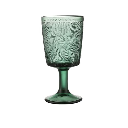 SXDHOCDZ Geprägtes Blattglas mit hohem Fuß und geprägten Mustern, farbiges Vintage-Glas, geeignet für Hochzeiten, Partys, Bars und Gläser mit hohem Fuß(blackish green,350ml) von SXDHOCDZ