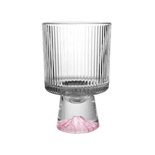 SXDHOCDZ Hohes Glas, Trinkglas mit einzigartigem Bergfuß – Cocktail-, Saft-, Whiskygläser und Home-Bar-Gläser(Pink Stripe,300ml) von SXDHOCDZ
