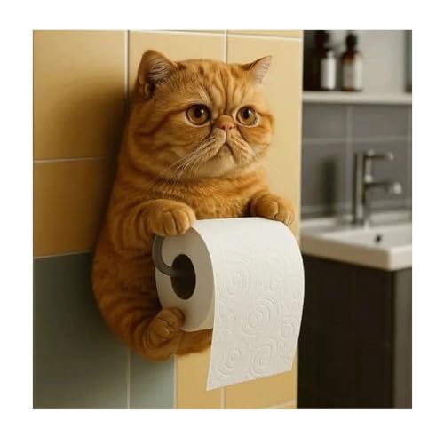SXDHOCDZ Toilettenpapierhalter in Katzenform, Kratzfest, mehrere Stile zur Auswahl, geeignet für Badezimmer, Küche und Heimdekoration(H,22 * 16 * 12cm) von SXDHOCDZ