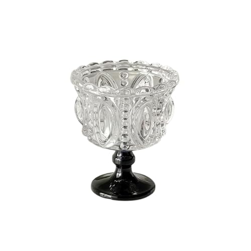 SXDHOCDZ Vintage Blumen geprägte Glasfuß-Bonbonschale, Retro-Schale, kleine Bonbonschale, Glas-Bonbonschale, dekorative Glasschale für Home Party, Hochzeit(Black,250ml) von SXDHOCDZ