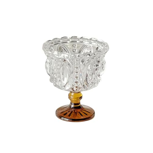 SXDHOCDZ Vintage-Dessertglasschale, Champagner-Coupé-Glas, dickes Kristallglas, bleifrei, geeignet für Familienfeiern, Geburtstagsfeiern, Nachmittagstee(Brown,250ml) von SXDHOCDZ