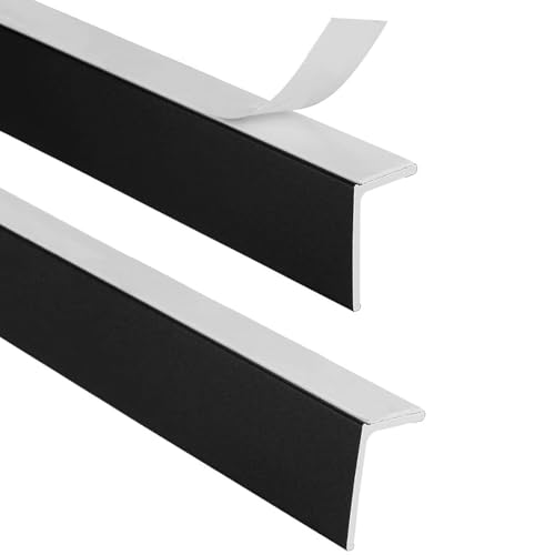 SXEVZOO 2 Stück Lichtschutzleisten Für Fensterrollos Schwarz Weiß, Selbstklebend L-förmig Verdunkelungsrollos Seitenschienen, PVC Blockierstreifen Für Schlafzimmer(Black 2pcs,60cm) von SXEVZOO