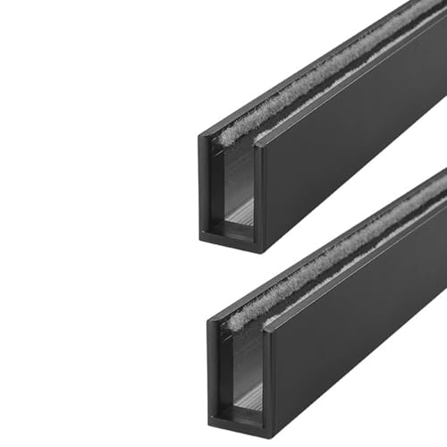 SXEVZOO 2 Stück Lichtschutzstreifen In U-Form Fensterrollos/Jalousien Verdunkelungsschienen Schlafzimmer Aluminium-Lichtschutzstreifen Mit Schrauben(Black 2pcs,170cm/66.9in) von SXEVZOO