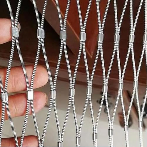 SXEVZOO 304 Edelstahl Anti-Sturz-Seilnetz Langlebige 2mm Stahldraht X-Typ Flexibles Seil-Geländer-Netz - 6cm Loch Multifunktionales Außen Sicherheit Zaun(0.7x3m) von SXEVZOO