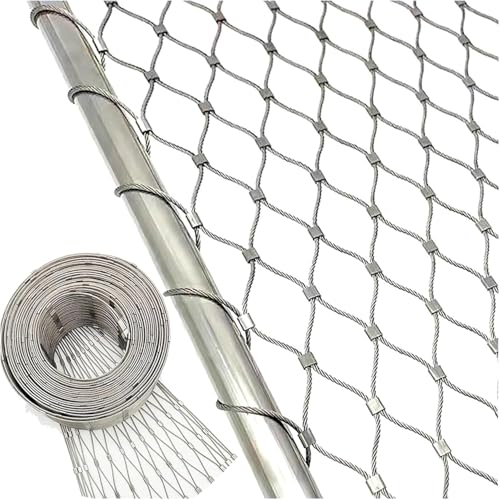 SXEVZOO 304 Edelstahl Seil Balustrade Netz - Breite 0.7/0.8/1/1.5/2/2.5m, Flexible Garten Zaun Mesh, Hohe Höhe Anti-Fall Sicherheit Barriere(0.7x8.5m) von SXEVZOO