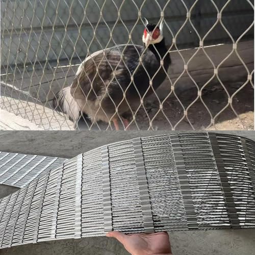 SXEVZOO 304 Edelstahl-Seilnetz, 2mm Draht X-Typ Flexibles Seil-Geländer-Netz, Langlebiges Hirschzaunnetz, Höhenlagen Absturzsicherung Zaun - Mesh 5cm(2x15m) von SXEVZOO
