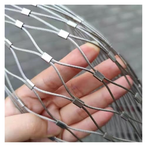SXEVZOO 304 Edelstahlseilnetz, Langlebiges Hirschzaunnetz - Maschenweite 8cm, Draußen 2mm Stahldraht X-Typ Sicherheitsschutzzaun, Multifunktionales Metallgeflecht(2x20m) von SXEVZOO