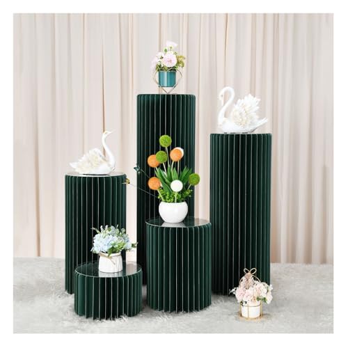 SXEVZOO 5er-Pack Faltbare Zylinderständer - 20/40/60/80/100cm Runde Papier-Sockel-Säulen für Party Tafelaufsatz Torte und Blumen Auslage für Hochzeit, Geburtstag, Weihnacht(Black) von SXEVZOO