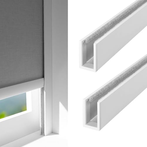 SXEVZOO Aluminium Lichtblocker Verdunkelungsschiene Bohrer Mit Schrauben Rollos/Jalousien Lichtblocker An Der Seitenkante Für Schlafzimmer, Arbeitszimmer(White 2pcs,75cm) von SXEVZOO