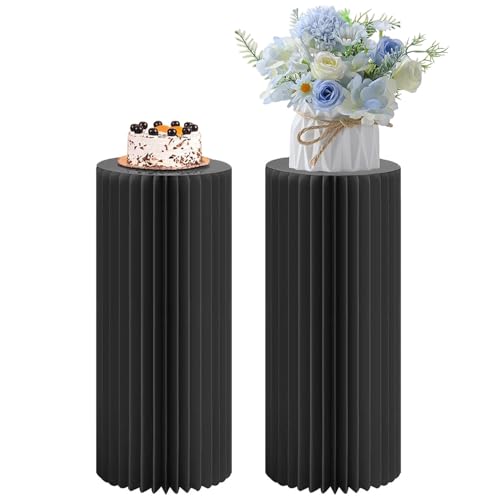 SXEVZOO Faltbar Zylinder-Sockelständer Für Partys, Satz 1/2 Papier Rund Torte Display-Zylinder-Tische, Für Feierlichkeiten Tafelaufsätze - Durchmesser 28cm(Black,28x118cmx2pcs) von SXEVZOO