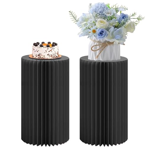 SXEVZOO Faltbar Zylinder-Sockelständer Für Partys, Satz 1/2 Papier Rund Torte Display-Zylinder-Tische, Für Feierlichkeiten Tafelaufsätze - Durchmesser 28cm(Black,28x78cmx2pcs) von SXEVZOO