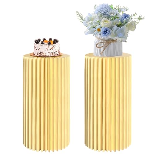 SXEVZOO Faltbar Zylinder-Sockelständer Für Partys, Satz 1/2 Papier Rund Torte Display-Zylinder-Tische, Für Feierlichkeiten Tafelaufsätze - Durchmesser 28cm(Champagne,28x78cmx2pcs) von SXEVZOO