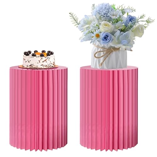 SXEVZOO Faltbar Zylinder-Sockelständer Für Partys, Satz 1/2 Papier Rund Torte Display-Zylinder-Tische, Für Feierlichkeiten Tafelaufsätze - Durchmesser 28cm(Pink,28x58cmx2pcs) von SXEVZOO