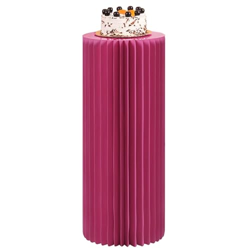 SXEVZOO Faltbar Zylinder-Sockelständer Für Partys, Satz 1/2 Papier Rund Torte Display-Zylinder-Tische, Für Feierlichkeiten Tafelaufsätze - Durchmesser 28cm(Rose red,28x118cmx1pcs) von SXEVZOO