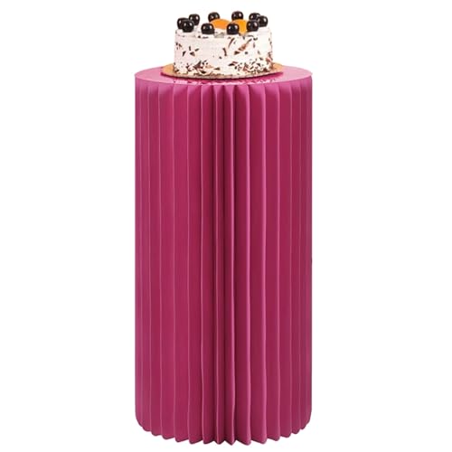 SXEVZOO Faltbar Zylinder-Sockelständer Für Partys, Satz 1/2 Papier Rund Torte Display-Zylinder-Tische, Für Feierlichkeiten Tafelaufsätze - Durchmesser 28cm(Rose red,28x78cmx1pcs) von SXEVZOO