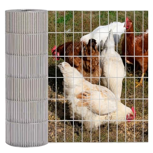 SXEVZOO Geflügelnetz Hühnerzaun, Maschenweite 1'' x 4'' Verzinktes Geschweißter Drahtzaun, Gartenbegrenzung Metalldrahtzaun-Rolle, Hof Gemüsepflanzen Geflügelzaun(1.2x3m) von SXEVZOO