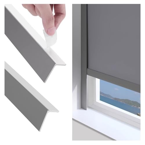 SXEVZOO PVC Lichtschutzstreifen Für Fensterrahmen, 2er-Pack L-förmig Verdunkelungsrollo-Seitenschienen Für Schlafzimmer Jalousien Und Rollos(Gray 2pcs,50cm) von SXEVZOO