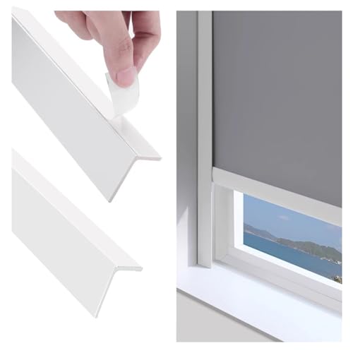 SXEVZOO PVC Lichtschutzstreifen Für Fensterrahmen, 2er-Pack L-förmig Verdunkelungsrollo-Seitenschienen Für Schlafzimmer Jalousien Und Rollos(White 2pcs,165cm) von SXEVZOO