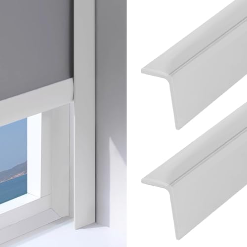 SXEVZOO PVC Rollo Lichtschutzstreifen L-Profil, 2er-Pack Fensterrollo Seitenspalt-Lichtblocker Selbstklebend Für Schlafzimmer, Spielzimmer, Badezimmer(White 2pcs,110cm) von SXEVZOO