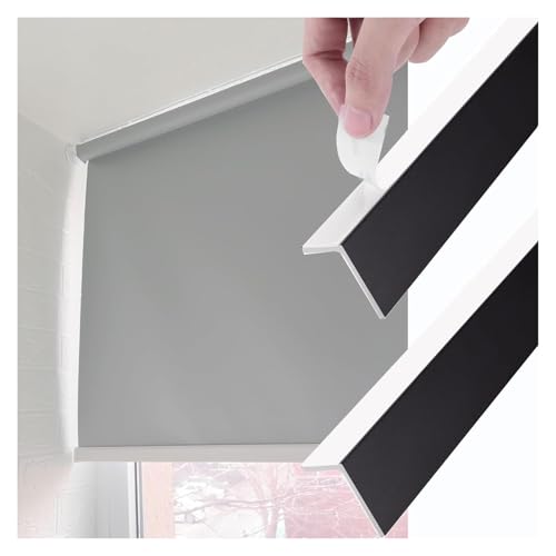 SXEVZOO PVC Verdunkelungs-Seitenstreifen Für Fensterrollos Und Jalousien, Selbstklebend L-Form Lichtblockierende Verdunkelungs-Seitenschienen, Schlafzimmer Rolloschienen(Black 2pcs,110cm) von SXEVZOO