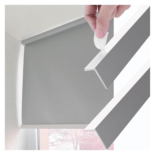 SXEVZOO PVC Verdunkelungs-Seitenstreifen Für Fensterrollos Und Jalousien, Selbstklebend L-Form Lichtblockierende Verdunkelungs-Seitenschienen, Schlafzimmer Rolloschienen(Gray 2pcs,140cm) von SXEVZOO