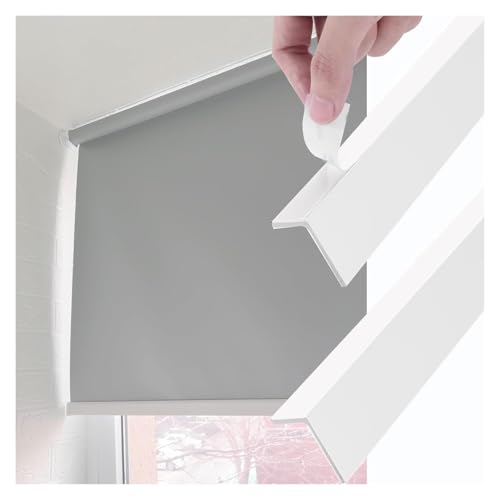 SXEVZOO PVC Verdunkelungs-Seitenstreifen Für Fensterrollos Und Jalousien, Selbstklebend L-Form Lichtblockierende Verdunkelungs-Seitenschienen, Schlafzimmer Rolloschienen(White 2pcs,70cm) von SXEVZOO