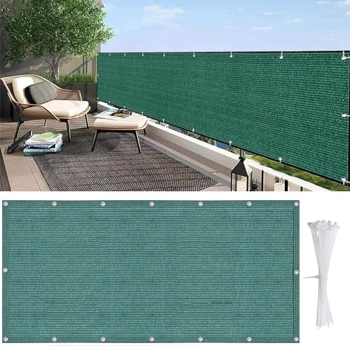 SXEVZOO Rechteckiger Balkon Sichtschutz Zaunabdeckung Höhe 65cm/75cm/85cm Balkonbespannung Winddicht UV-Schutz HDPE Für Draußen Terrasse Veranda Hinterhof Geländer (Color : Green, Size : 75x750cm) von SXEVZOO