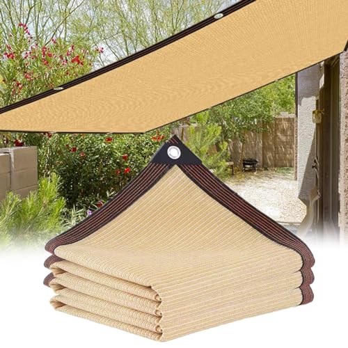 SXEVZOO Schattierungsnetz 1.5x3m 2.5x4m 3.5x5m Außenbereich Sonnenschutz -Schatten Tuch UV-beständig HDPE Atmungsaktiv Schatten Netz mit Aluminium-Ösen und Seil (Color : Beige, Size : 3.5x4m) von SXEVZOO