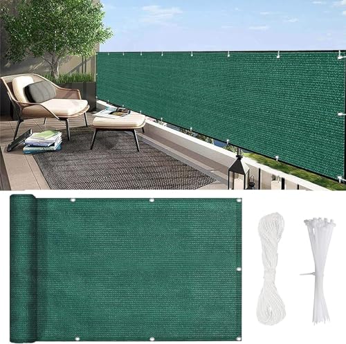 SXEVZOO Zaunblende Sichtschutz HDPE für Balkon und Terrasse Bespannung Höhe 35/45/55cm Gartenverkleidung Wetter und UV-Schutz Draußen Geländerabdeckung (Color : Green, Size : 45x800cm) von SXEVZOO
