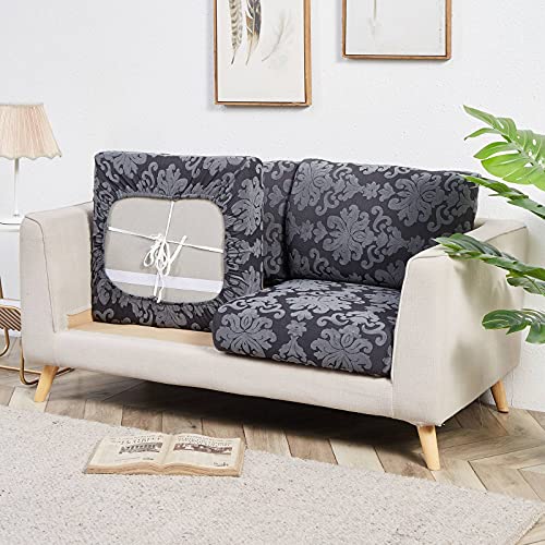 SXGCH Couch-Kissenbezüge, Stretch-Sofa-Kissenbezüge, Jacquard-Damast-Sofa-Sitzkissenbezug, Sofakissen-Möbelschutz, grau, Kissenbezug von SXGCH