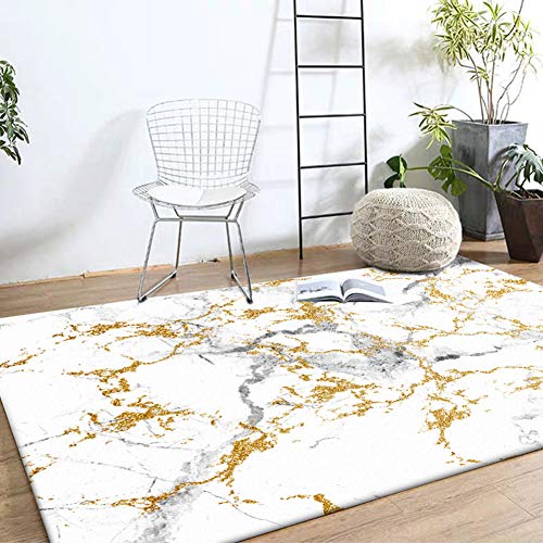 SXGCH Rug Carpet, Off-White Marbled Gold Rug, für Schlafzimmer, Nachttisch, Wohnzimmer, Küche, Bodenmatte, Teppiche, 80 * 160 cm von SXGCH