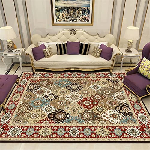 SXGCH Teppich Mode bunt traditioneller ethnischer Stil Rutschfester Teppich grau braun blau rot isoliert Mädchen Schlafzimmer Teppich 140 x 200 cm von SXGCH