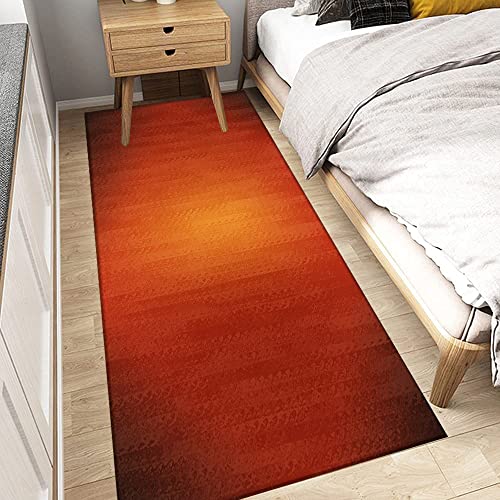 SXHM Läufer Teppich für Flur, Teppich Läufer für Küche Wohnzimmer, 60x200cm, Moderner Abstrakter Farbverlauf Orange Rutschfester Waschbarer Schlafzimmerteppich, Breite: 40cm/60cm/80cm/100cm/120cm von SXHM