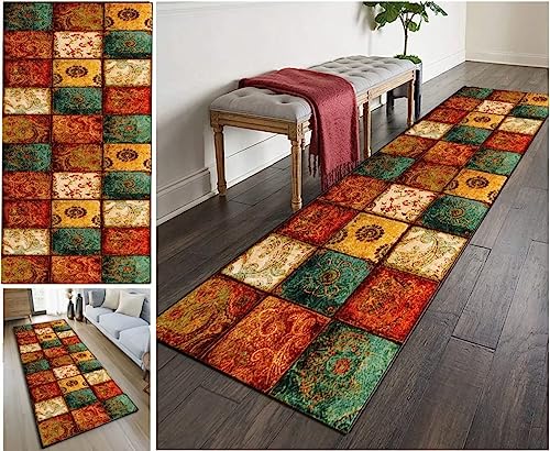 SXHM Teppich Läufer Flur Küche 3D Grün Lang 40X60cm rutschfest Waschbar Vintage Polyester Meterware Anpassbar Fur Schlafzimmer Wohnzimmer Fußmatten von SXHM