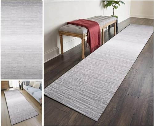 SXHM Teppich Läufer Geometrische Flur, rutschfest Verlaufsfarbe Eintrag Teppiche Küche Polyester Korridor Teppich Waschbar für Schlafzimmer Wohnzimmer von SXHM